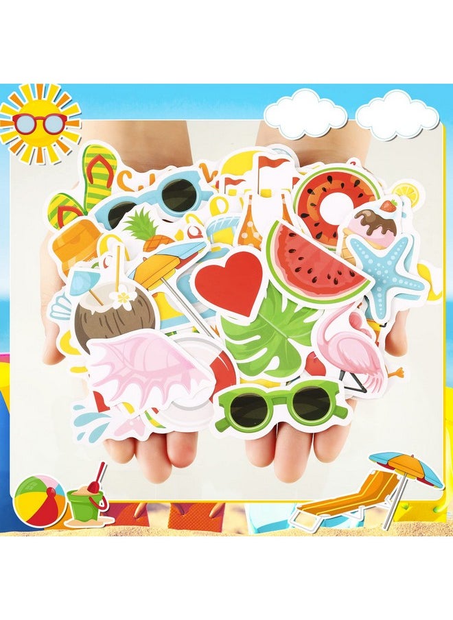 Leinuosen 100 Pcs Summer Themed Paper Die Cuts Cardstock Scrapbook Die Cuts Scrapbooking Summer Cut Outs Beach Scrapbook Embellishments For Summer Bulletin Board Decorations Diy Craft Making Supplies  - Image 3