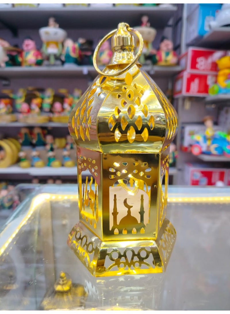 Whynot Metallic Ramadan Lantern with LED Light – Elegant Islamic Design | Size 20×6×25 cm - Image 2