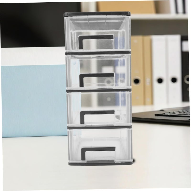 4 Layer Black Plastic Drawer Storage Cabinet Organizer 40x24x17cm for Home Office - Image 3