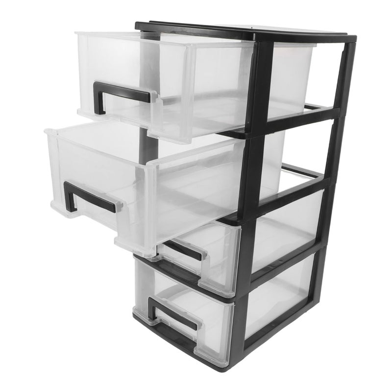 4 Layer Black Plastic Drawer Storage Cabinet Organizer 40x24x17cm for Home Office - Image 2