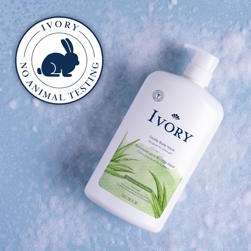 Ivory Gentle Body Wash, Designed for the Whole Family, Free of Dyes Heavy Perfumes Parabens Phthalates & Silicones, Aloe Scent, 35 oz - Image 5