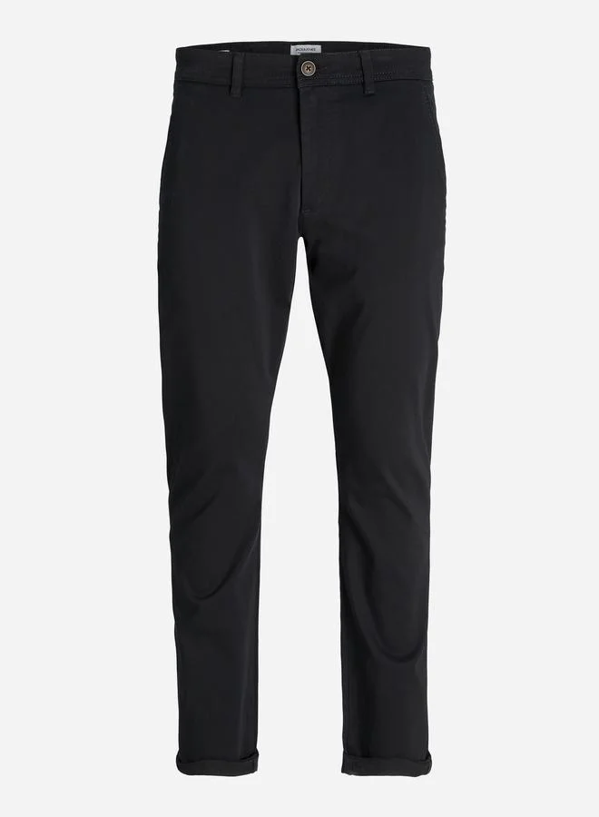 JACK & JONES Men Black Cotton Chino Pants