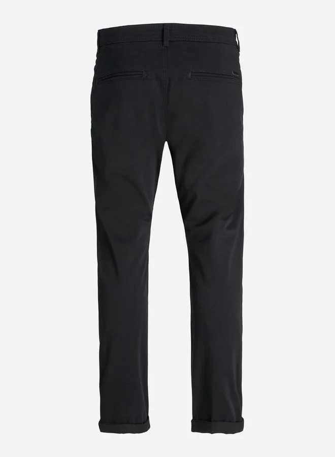 JACK & JONES Men Black Cotton Chino Pants
