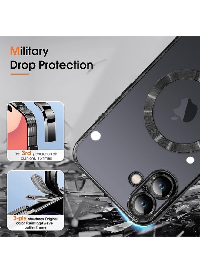 أكاليكس جراب مغناطيسي شفاف لهاتف آيفون 17، متوافق مع ماج سيف، مزود بواقي عدسة كاميرا مدمج، غطاء هاتف ناعم ونحيف لهاتف آيفون 17 - أسود - Image 2