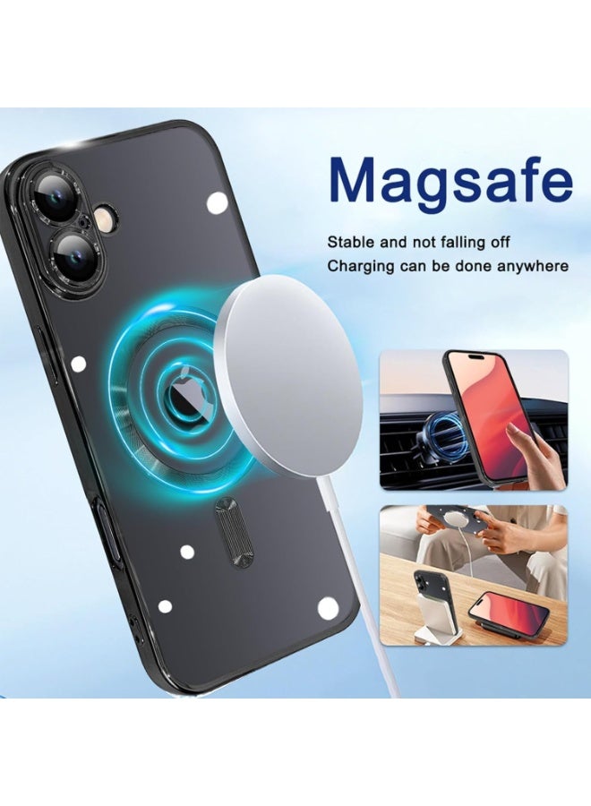 أكاليكس جراب مغناطيسي شفاف لهاتف آيفون 17، متوافق مع ماج سيف، مزود بواقي عدسة كاميرا مدمج، غطاء هاتف ناعم ونحيف لهاتف آيفون 17 - أسود - Image 3