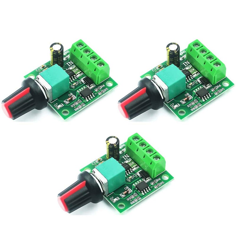 Greluma جريلوما 3 قطع، تحكم في سرعة محرك DC (PWM) 1803BK بجهد 1.8v 3v 5v 6v 7.2v 12v 2A 30W، مفتاح تشغيل قابل للتعديل - Image 1