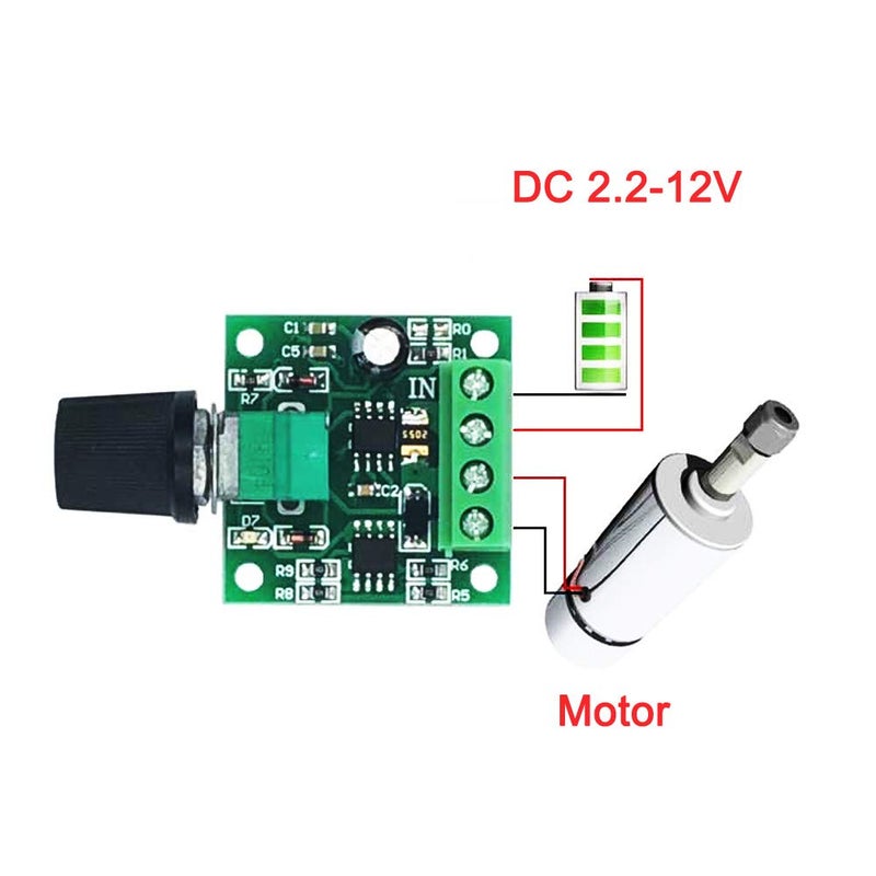Greluma جريلوما 3 قطع، تحكم في سرعة محرك DC (PWM) 1803BK بجهد 1.8v 3v 5v 6v 7.2v 12v 2A 30W، مفتاح تشغيل قابل للتعديل - Image 5