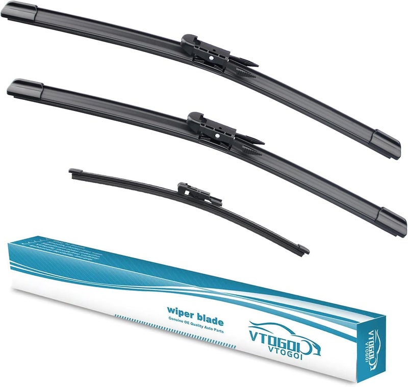 VTOGOI OEM Windshield Wiper Blades Replacement for BMW X1 2012 2013 2014 2015 Mercedes-Benz GLA250 2015, All Weather Original Factory Quality Front & Rear Wipers Set 24"+19"+12" (Pack of 3) - Image 1