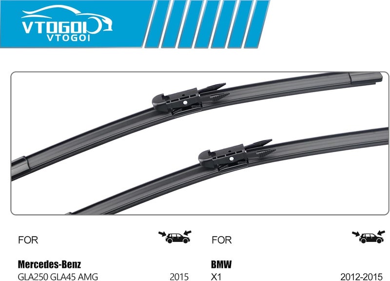 VTOGOI OEM Windshield Wiper Blades Replacement for BMW X1 2012 2013 2014 2015 Mercedes-Benz GLA250 2015, All Weather Original Factory Quality Front & Rear Wipers Set 24"+19"+12" (Pack of 3) - Image 3