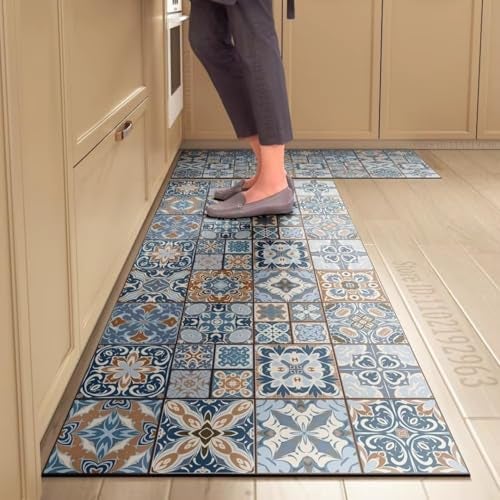 proxin Kitchen Mat Anti-Slip Waterproof Floor Mat, Oil-Proof Anti-Fatigue Kitchen mats for Floor Anti Slip, Sink, Laundry & Standing Desk (118x38cm, 58x38cm) (Multi3) - Image 1
