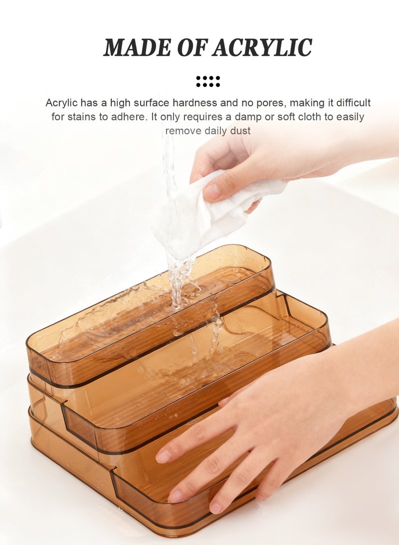 URbazaar Clear Acrylic Showcase Display Risers, Perfume Cosmetics Organizer, Three-Tiered Shelf, Lotion Skincare Stand, Spice Holder,Sturdy Clear Rack For Kitchen Bathroom Countertop Cabinet Storage - Image 4