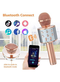 Generic Wireless Bluetooth Karaoke Microphone, Wireless Bluetooth Karaoke Microphone for Adults, Toys for Boys and Girls Gift for Birthday Party (Rose Gold)  - Image 4