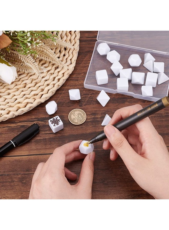 BENECREAT 20Pcs 5 Style White Blank Dice D4 D6 D8 D10 D12 Acrylic Dice No Hole Beads With Storage Box For Dice Diy Making, Party Favor - Image 3