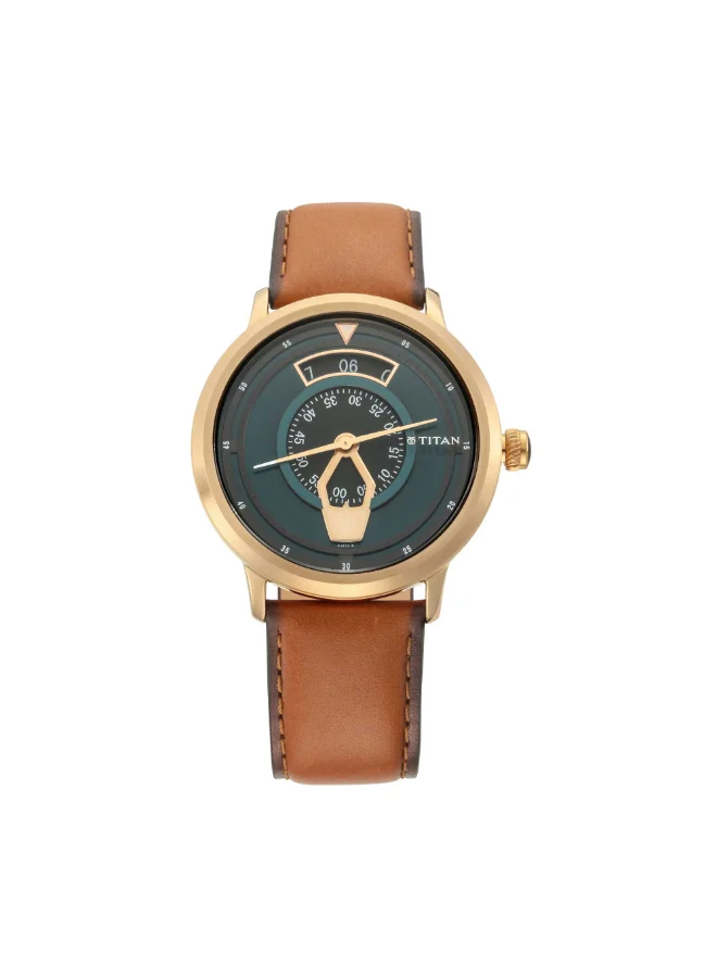 تيتان Men's Leather Analog Watch 1828QL01 - 43 mm