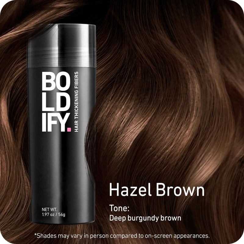BOLDIFY Hair Fibers (56g) - Fill In Thinning and Fine Hair for an Instantly Fuller, Thicker Look - 14 Shades for Women & Men - Hazel Brown - Image 2