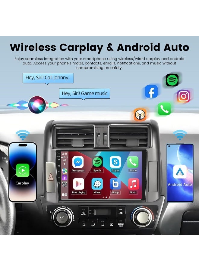 Vierex Android Car Stereo Screen For Toyota Prado 2010 2011 2012 2013 With Apple Carplay Android Auto Wireless WiFi DSP MIC AHD Camera Included 4G WiFi Fast Interface (8+128GB Carplay) - Image 2