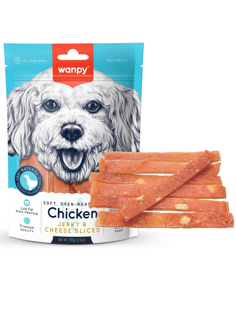 Wanpy Oven Roasted Chicken Jerky With Cheese Slices Dog And Puppy Treats 100g 