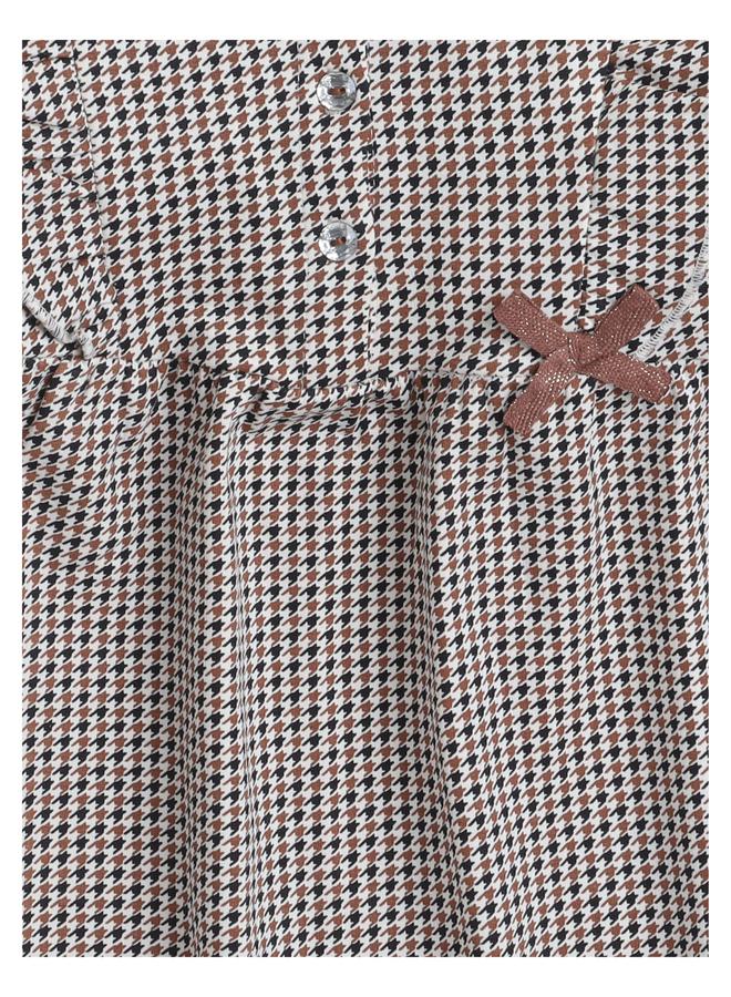 Victor And Jane Girls Multi Houndstooth Ruffled Dress - Image 3