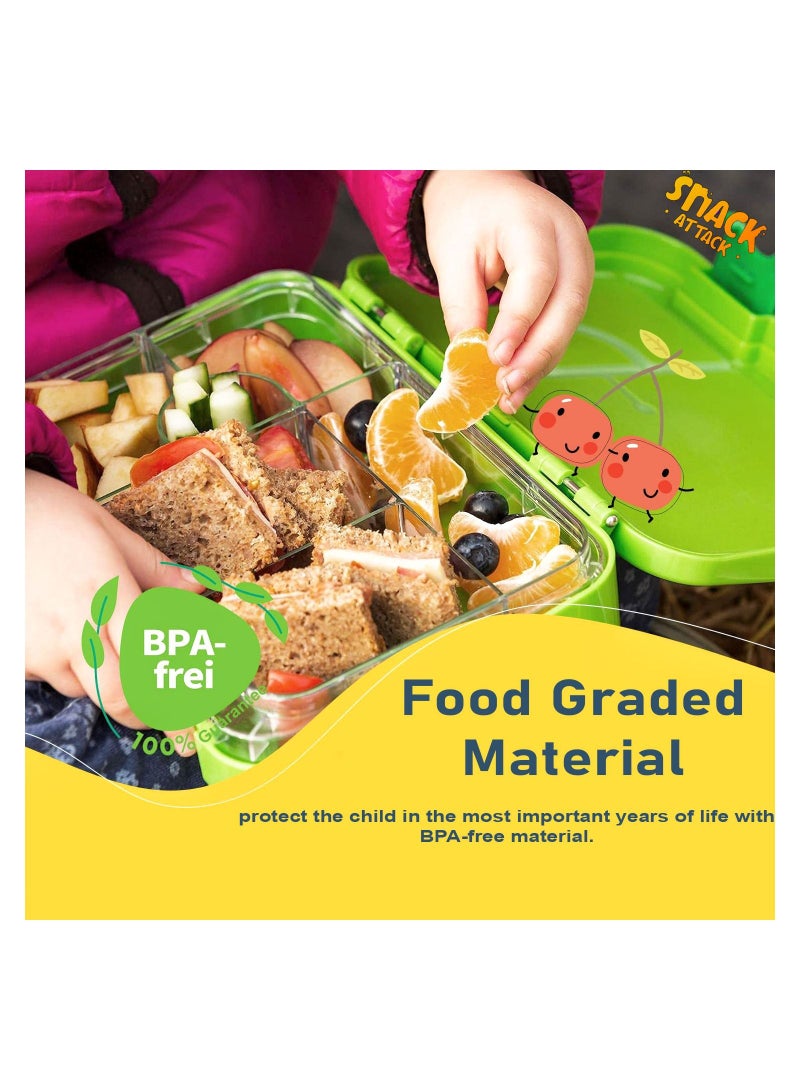 Snack attack Lunch Box for Kids school 4  6 Convertible Compartments,  Portion Lunch Box, Food Graded Materials BPA FREE & LEAK PROOF, Made of Triton Dino X Green - Image 4