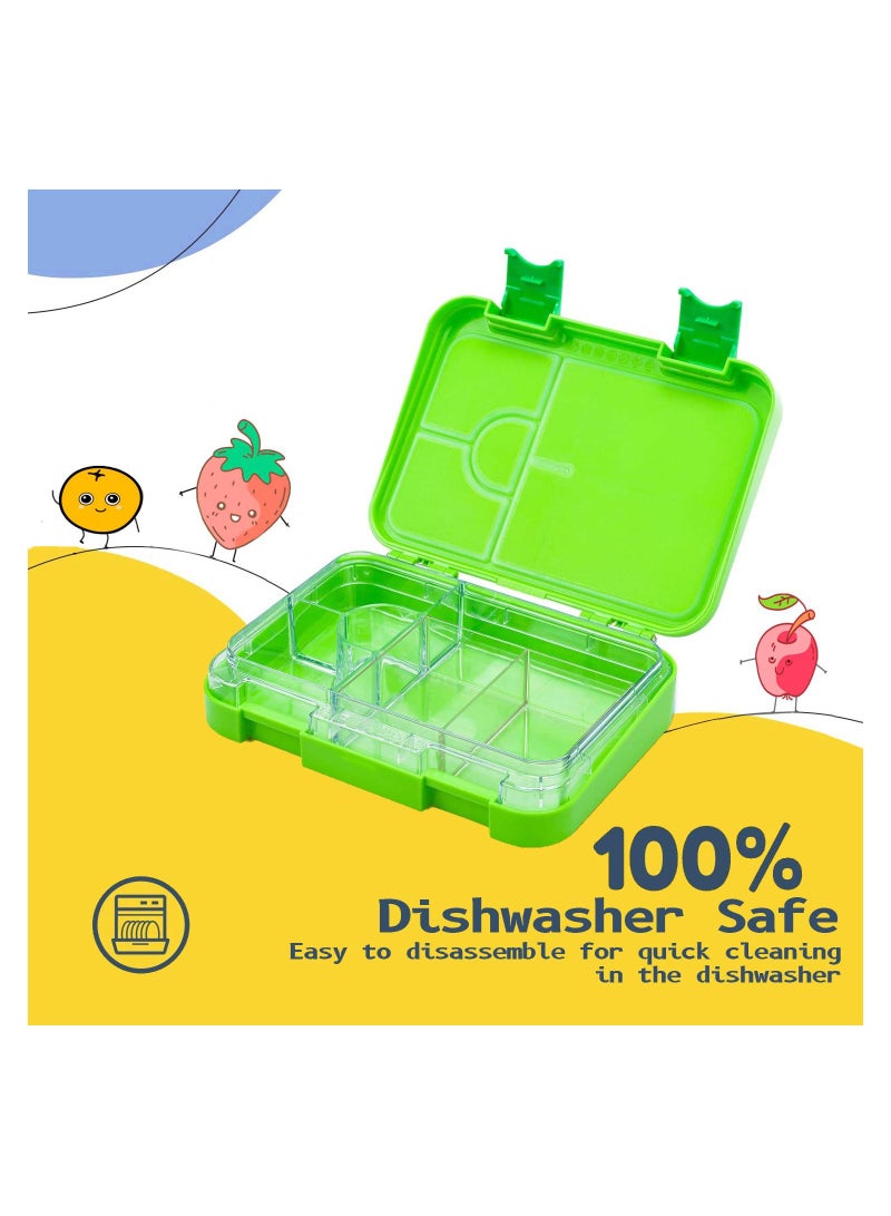 Snack attack Lunch Box for Kids school 4  6 Convertible Compartments,  Portion Lunch Box, Food Graded Materials BPA FREE & LEAK PROOF, Made of Triton Dino X Green - Image 5