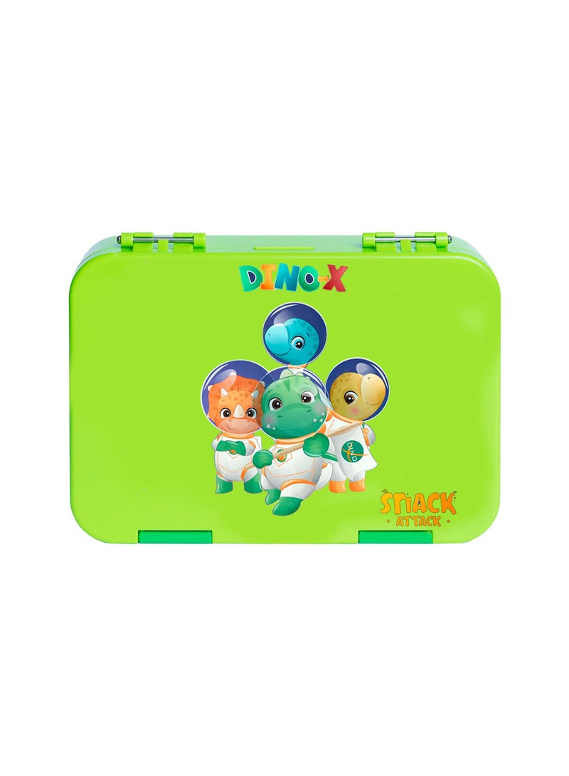 Snack attack Lunch Box for Kids school 4  6 Convertible Compartments,  Portion Lunch Box, Food Graded Materials BPA FREE & LEAK PROOF, Made of Triton Dino X Green - Image 2