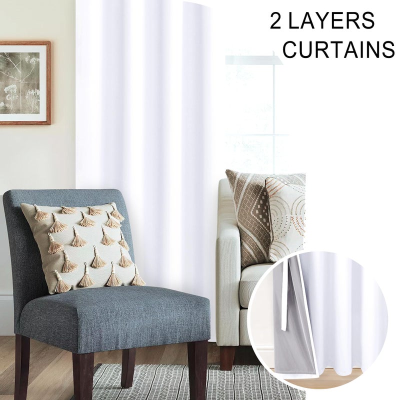 XWZO 100% Blackout Curtains 2 Panels with Tiebacks- Heat and Full Light Blocking Window Treatment with Black Liner for Bedroom/Nursery, Grommet Top, White, W52 x L84 Inches Long, Set of 2 - Image 5