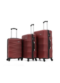 CAPITAL طقم حقائب أمتعة بعجلات من الجانب الصلب 3 قطع، عنابي (S-20&quot;،M-24&quot;،L-28&quot;)  - Image 1