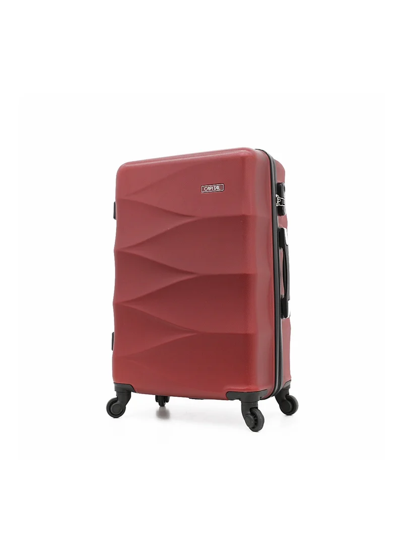 CAPITAL Hardside Luggage Trolley Bag 3 Pieces Set,Burgundy (S-20",M-24",L-28")