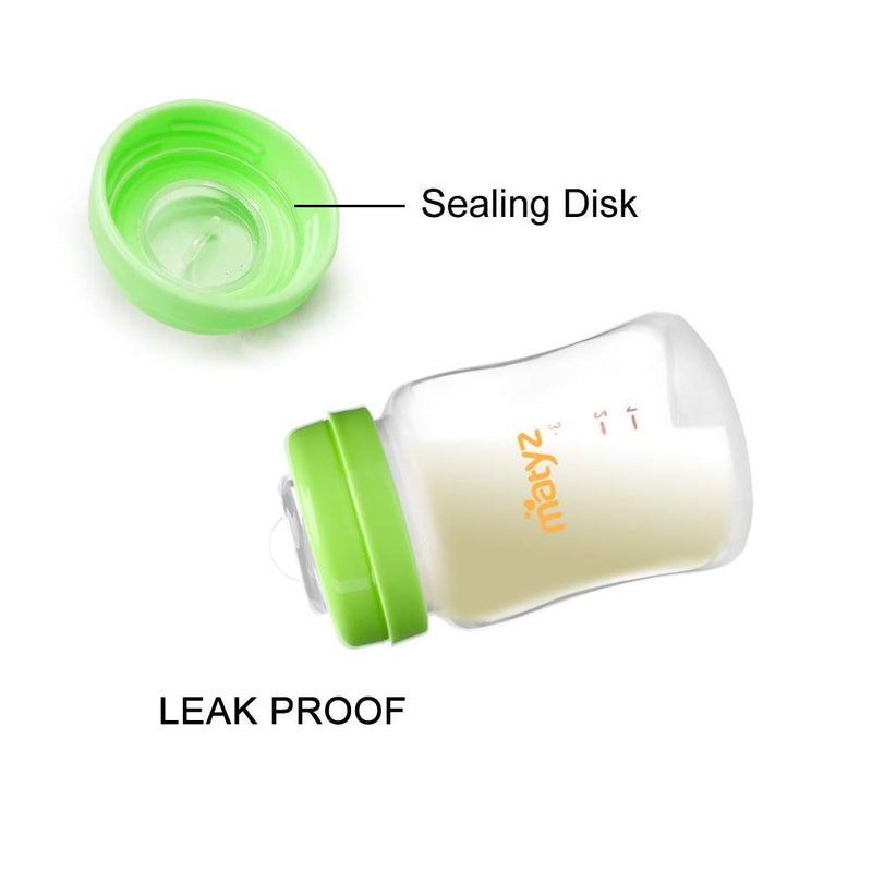 Matyz 4-PACK Breastmilk Storage Bottles With Lids (Green, 6oz Each) - Wide Mouth Breastmilk Collection Storage Bottle - Leakproof Breast Pump Bottle for Spectra Medela Philips Breast Pumps - Image 3