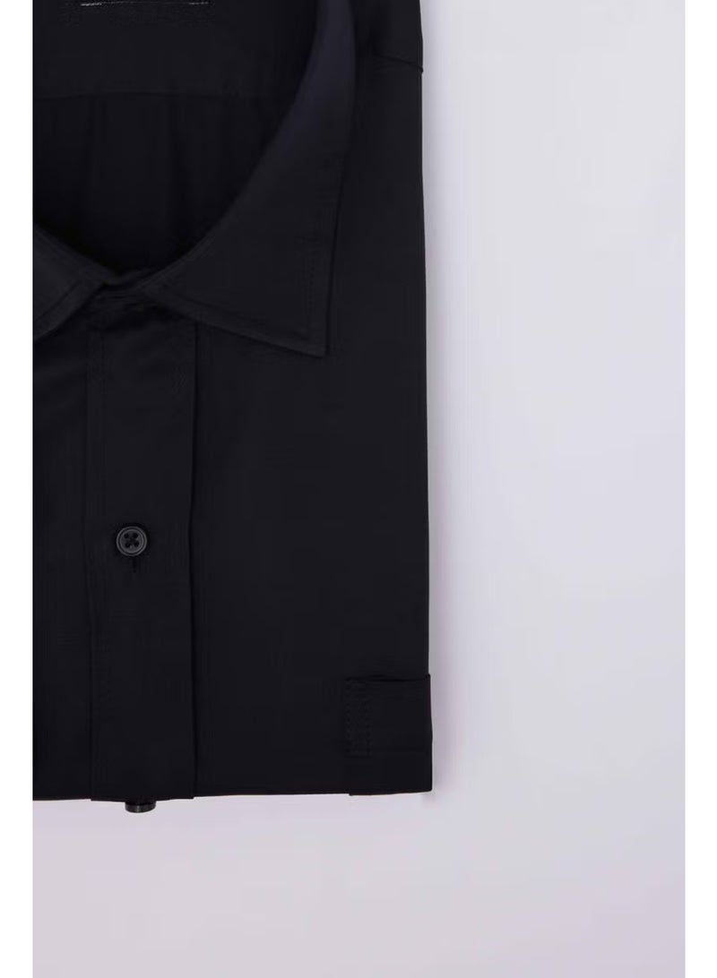 Tudors Plus Size Long Sleeve Satin Men's Black Shirt - Image 3
