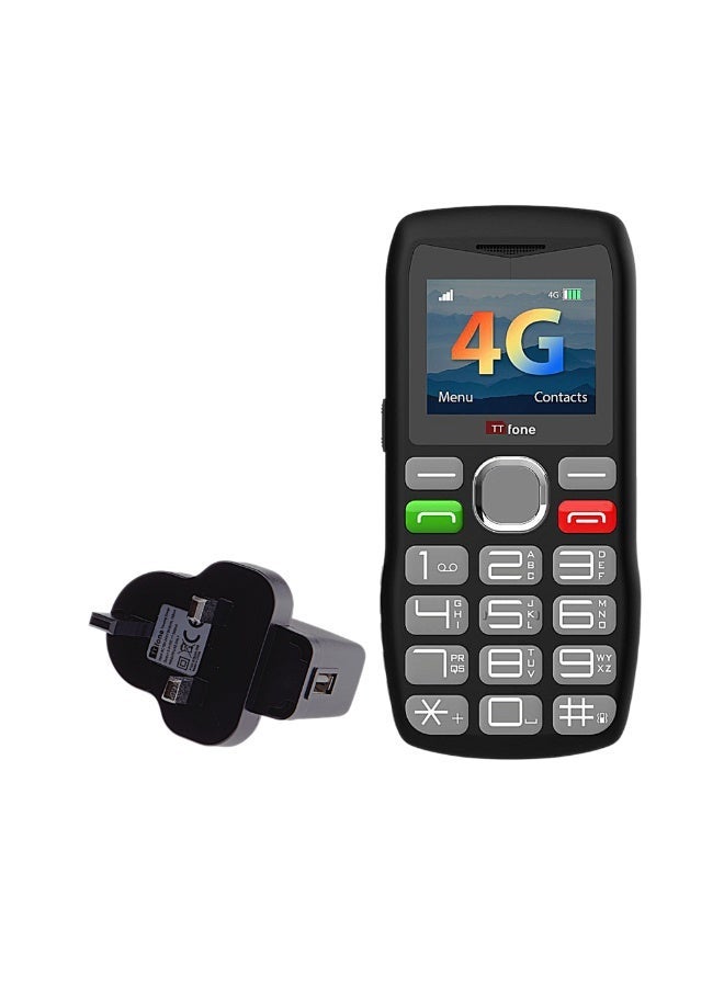 تي تي فون هاتف TTfone TT890 بتقنية 4G لكبار السن – هاتف محمول سهل الاستخدام بأزرار كبيرة، مزود بزر للمساعدة في حالات الطوارئ، وشحن USB-C، وبلوتوث، وكاميرا (مع شاحن كهربائي) - Image 1