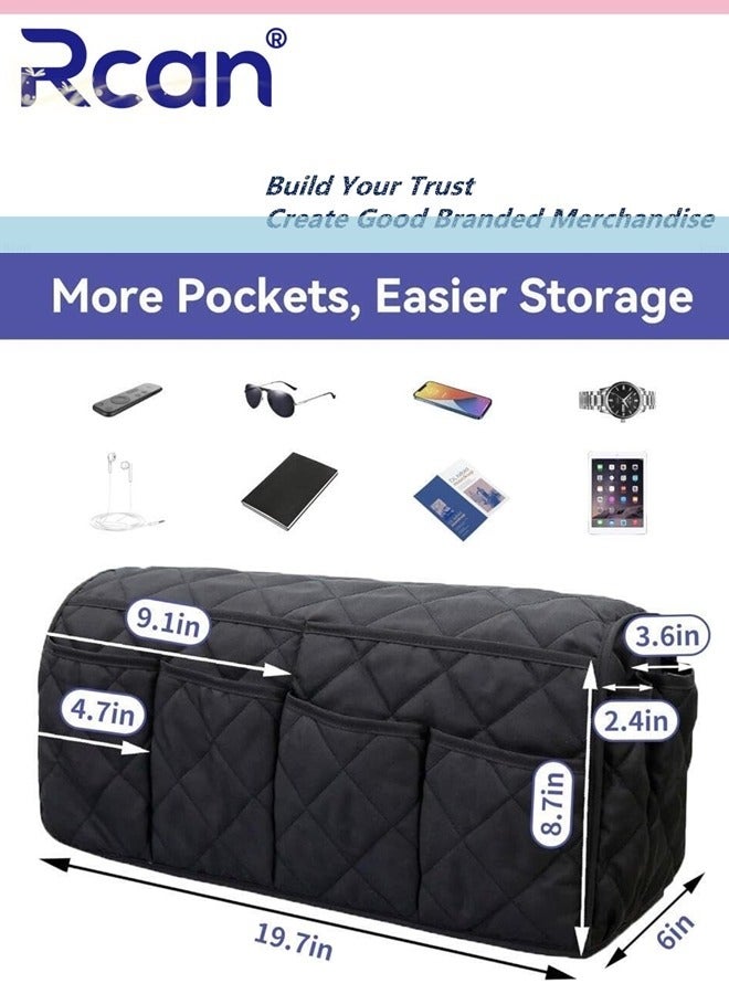 Rcan 2 In 1 Waterproof Armrest Covers Sofa Arm Organizer Anti Slip Recliner Couch Armchair Slipcover with 14 Pockets for Tablet Magazines TV Remote Holder - Image 5