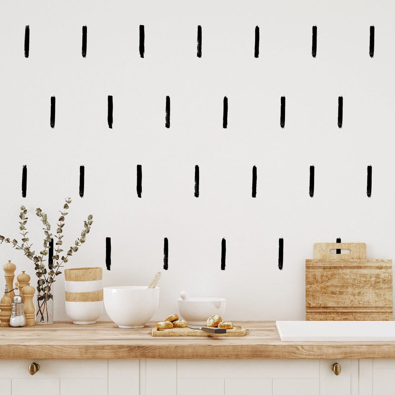 WALL PALZ Watercolor Black Line Wall Decals - Set of 270 Vinyl Black Lines Wall Stickers for Nursery Bedroom Bathroom Classroom Decor Removable Peel and Stick Indoor Wall Decor - Image 1