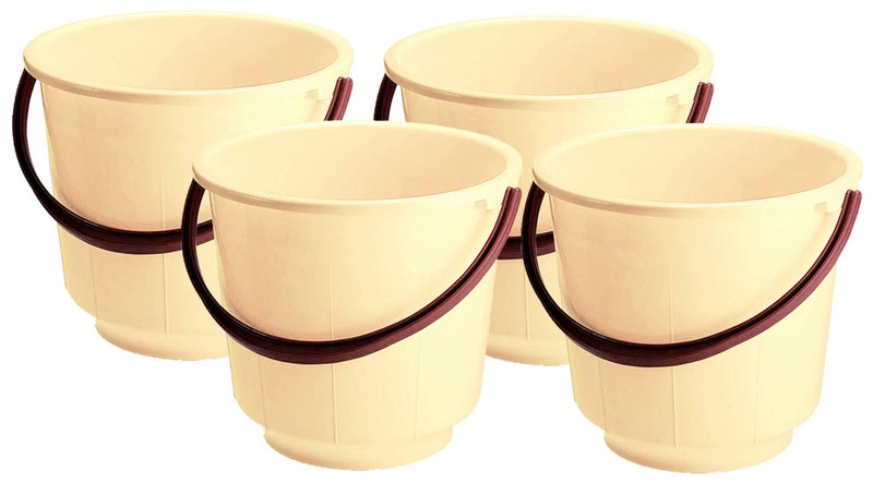 Kuber Industries Kuber Industries 4 Pieces Unbreakable Strong Plastic Bathroom Bucket 13 LTR (Cream) -CTKTC042977  - Image 1