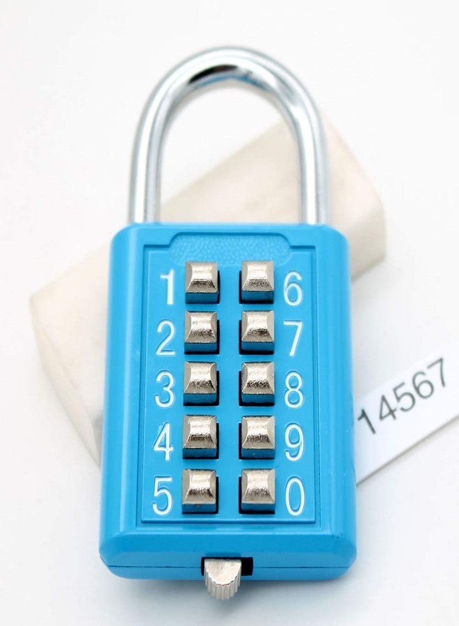 TEMEILI MIONI 10 Position Button Combination Padlock, 5 Position Locking Mechanism, bluexi15:18 - Image 2