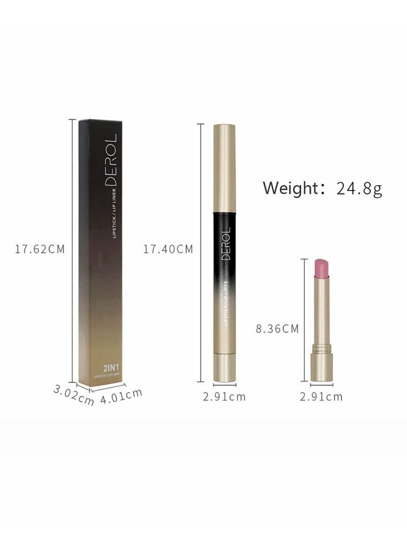 DEROL 2 in 1 Lip Liner & Lipstick Super Stay Matte Lip Pencil Set Cosmetics Non-Stick Cup Nude Long Lasting Lip Liners Pencil Set For Women & Girls Waterproof Extreme Finish Makeup Neutral - Image 5