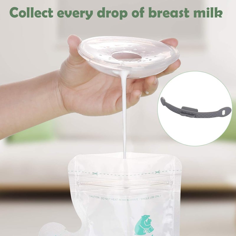Lictin Breast Cup Set - Protection Milk Collection Tray with Soft and Reusable Nursing Pads (2 Pieces) with 10 Breast Milk Bags - Image 5