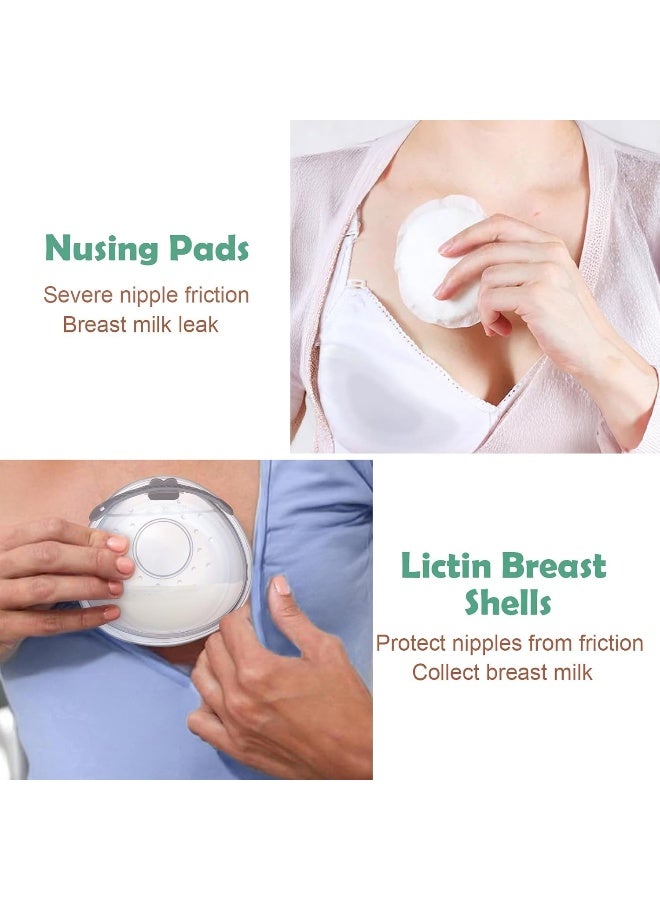 Lictin Breast Cup Set - Protection Milk Collection Tray with Soft and Reusable Nursing Pads (2 Pieces) with 10 Breast Milk Bags - Image 3
