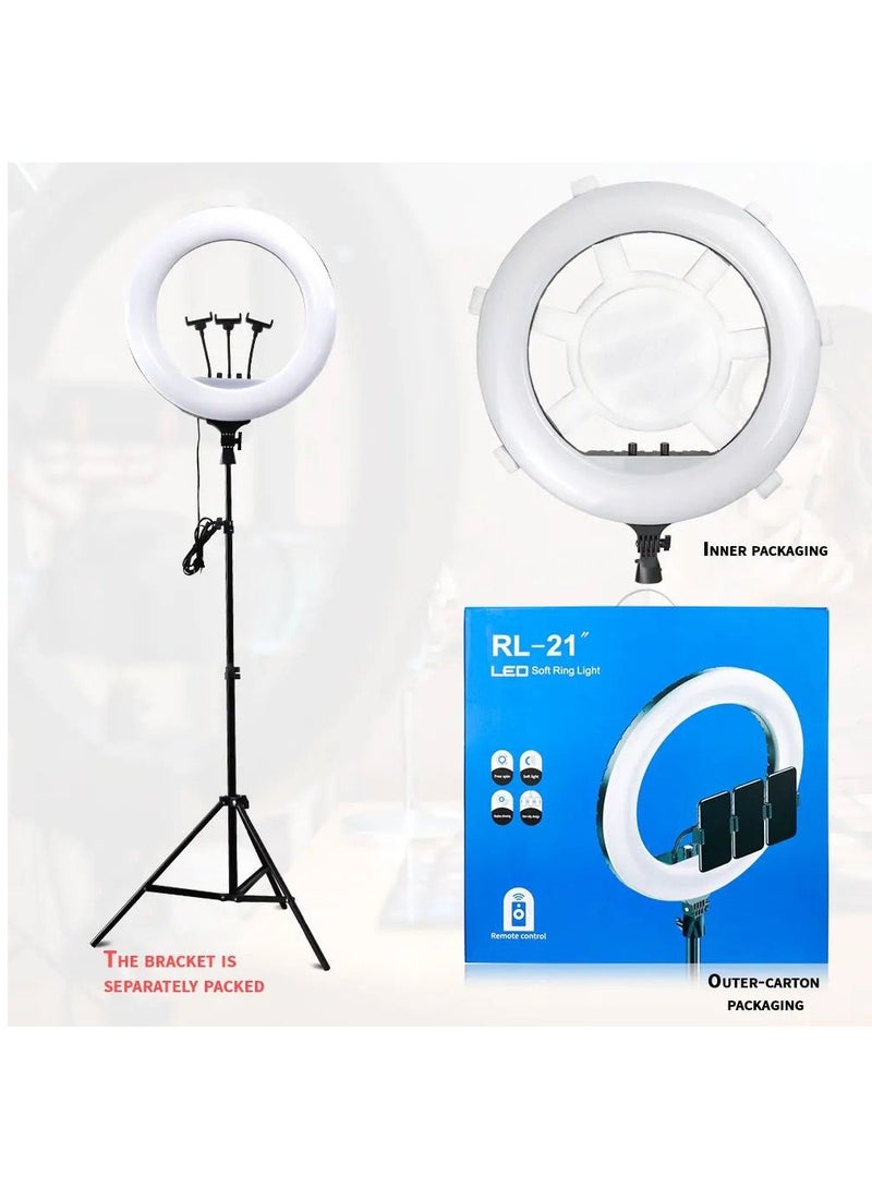 Pama Ring Light With Photography tripod Stand And Remote Control for tiktok snapchat youtube online streaming 21-inch Big Selfie light RL-21 with Remote Black - Image 1