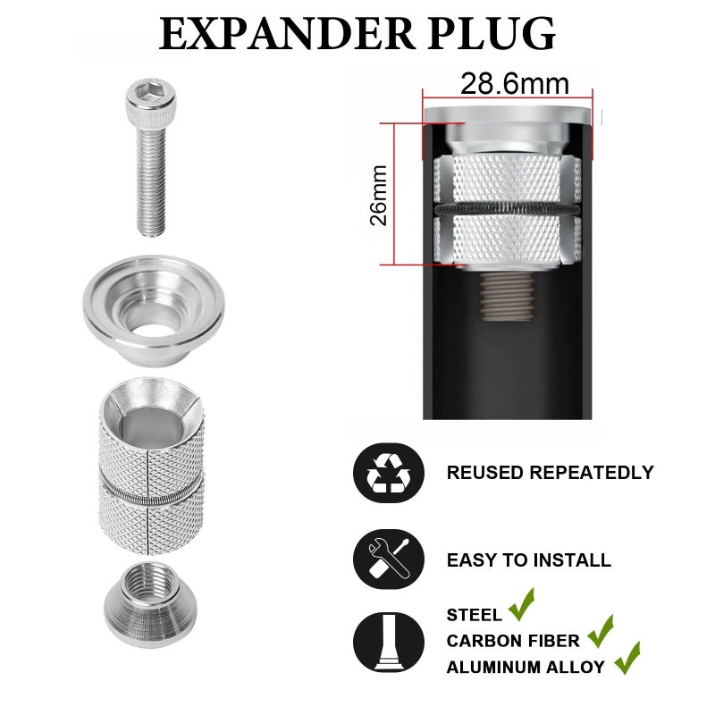 BUCKLOS Bike Headset Top Cap and Expander Plug, Fits 1-1/8" Fork Stems, Carbon Fiber Top Cap with Aluminum Screw Shiny - Image 5
