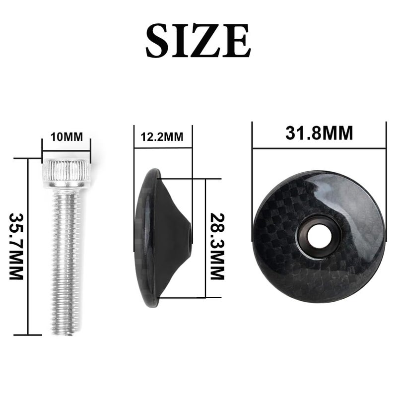 BUCKLOS Bike Headset Top Cap and Expander Plug, Fits 1-1/8" Fork Stems, Carbon Fiber Top Cap with Aluminum Screw Shiny - Image 2