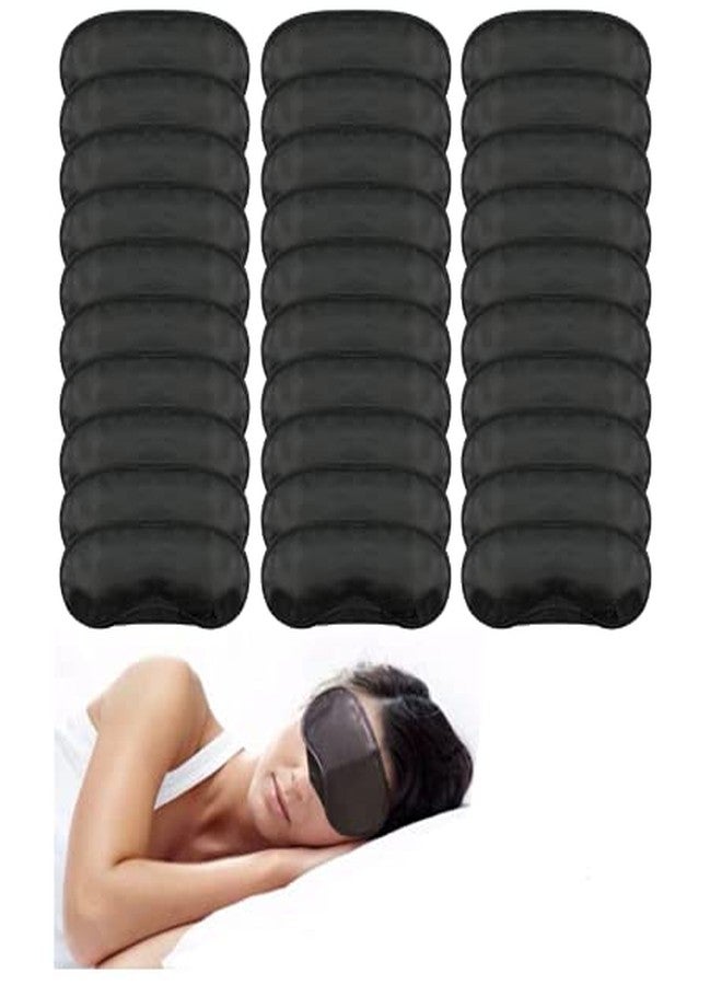 PorsMing Sleep Eye Mask Blindfold with Nose Pad and Elastic Strap, 4 Layers, Black, Pack of 30 - Image 1