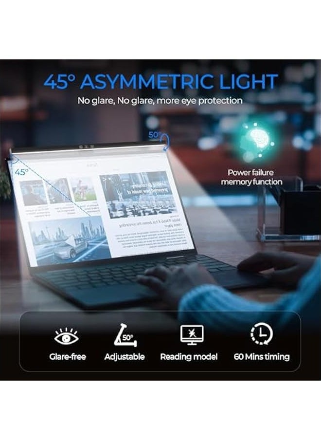 Monitor Light Bar for Video Calls, LED Computer Monitor Lights Touch Control Dimmable Timer Switch, USB Powered Angle Adjustable 13 Eye Caring Reading Lamp Bar for Office/Home/Game