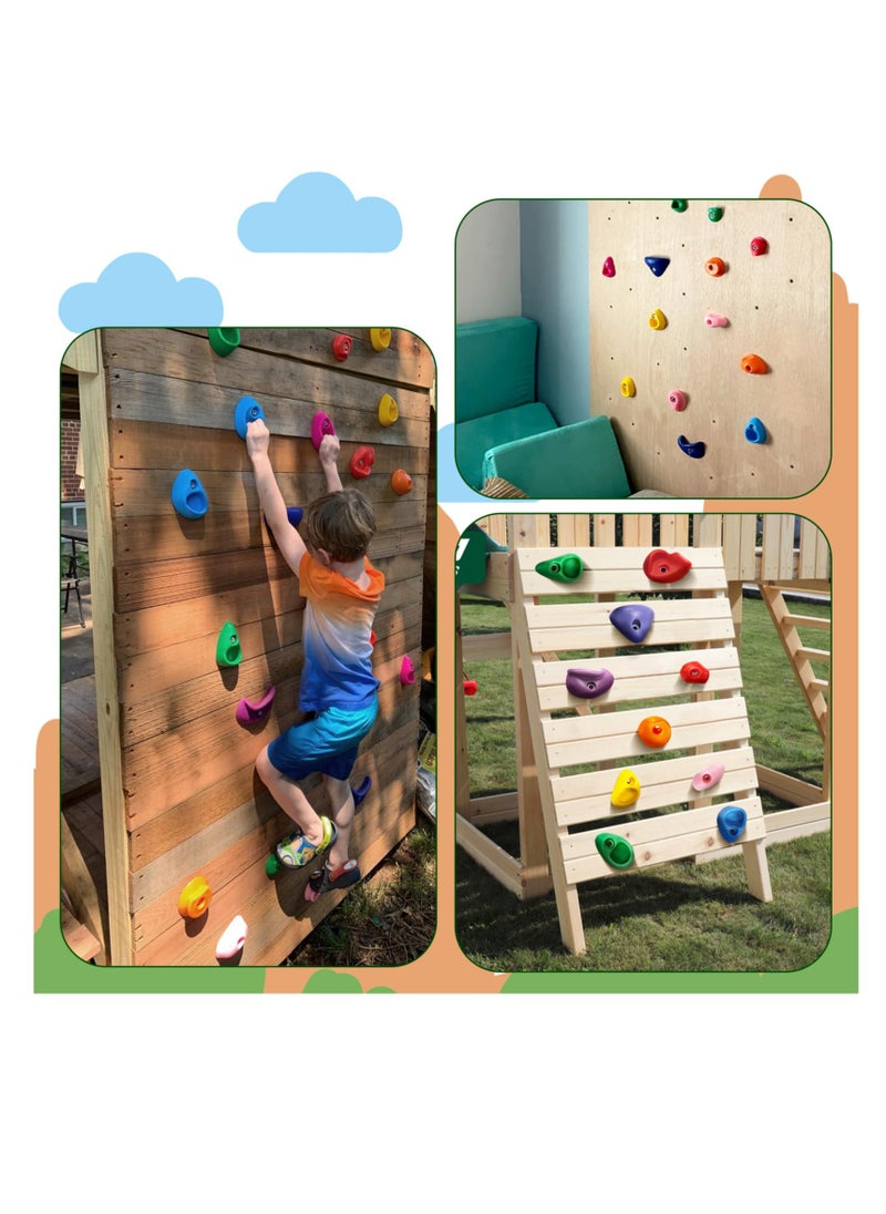 Excefore Rock Climbing Holds for Kids, 20 PCS Climbing Rocks for Playset, Tree Climbing Holds, Adult Rock Wall Holds with Mounting Hardware for Indoor Outdoor Rock Climbing Wall, Bright Color  - Image 2