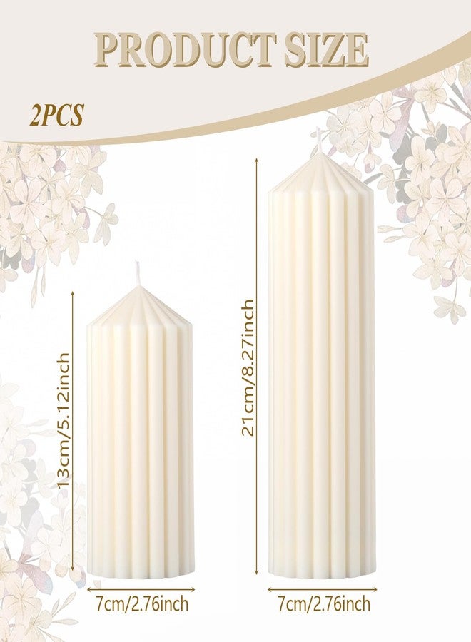 SRCVYLT 2 Set Scented Pillar Candles, White Soy Wax Pillar Candles 5.1/8.3 Inches Decorative Gift Set for Weddings Home Birthday - Image 2