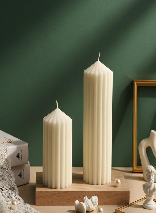 SRCVYLT 2 Set Scented Pillar Candles, White Soy Wax Pillar Candles 5.1/8.3 Inches Decorative Gift Set for Weddings Home Birthday - Image 1