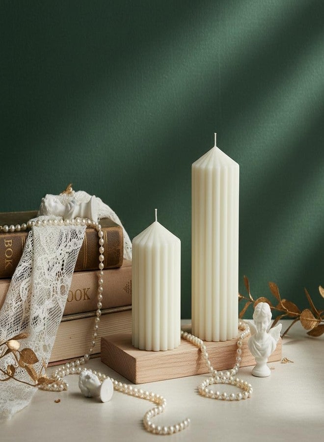 SRCVYLT 2 Set Scented Pillar Candles, White Soy Wax Pillar Candles 5.1/8.3 Inches Decorative Gift Set for Weddings Home Birthday - Image 3