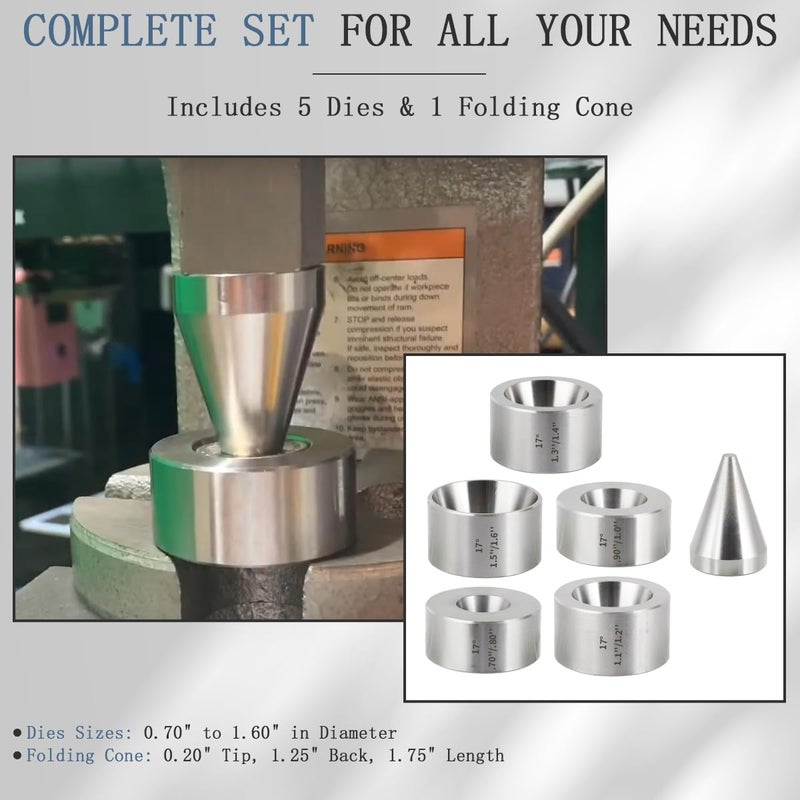 MOTOQUEEN 17 Degree Five Piece Set Folding Reduction Die Stainless Steel Stabilizer Folding Cone Die Set Coin Making Tool - Image 5