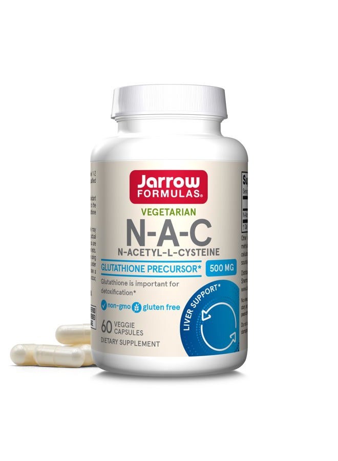 jarrow formulas ® N-A-C 500 mg, Dietary Supplement, Antioxidant Support for Liver Health, 60 Veggie Capsules, 60 Day Supply - Image 1