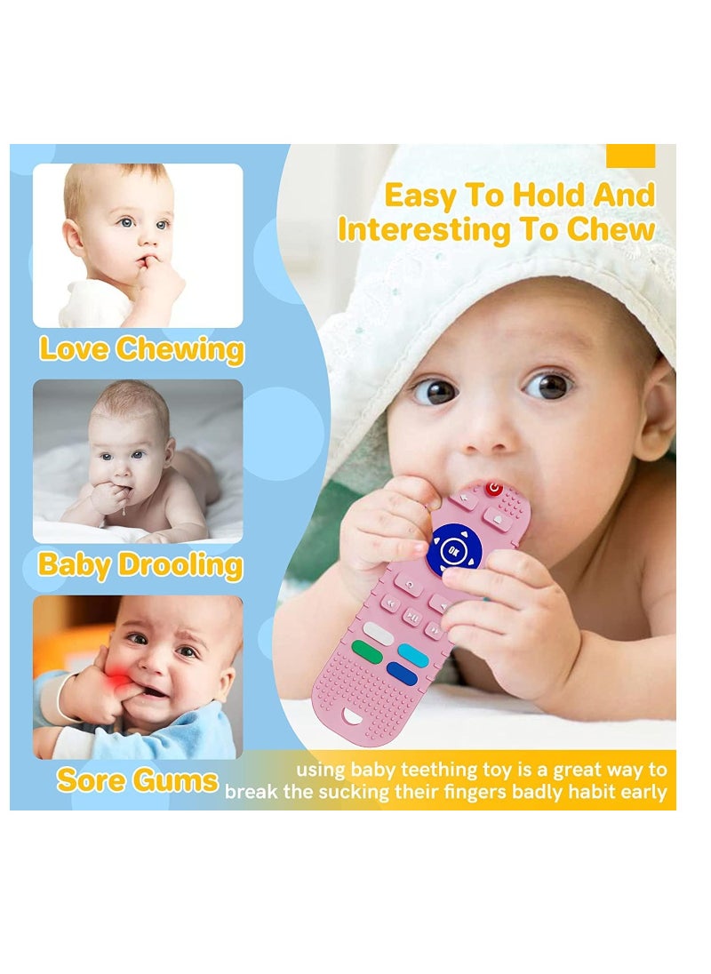NNEWVANTE Silicone Baby Teething Toys,BPA Free TV Remote Control Shape Teething Toys for Babies 6-12 Months Baby Chew Toys for Toddlers,Baby Teethers Relief Soothe Babies Gums(Pink)  - Image 4